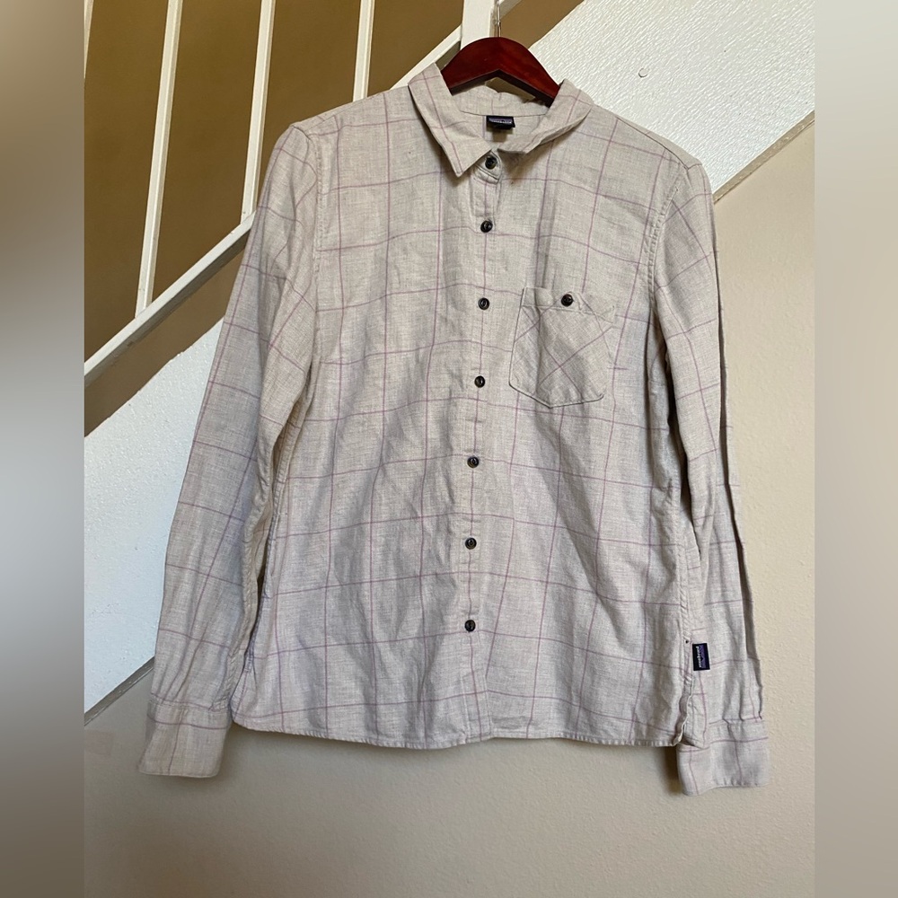 Patagonia Organic Cotton Plaid Shirt - Cream and Pink